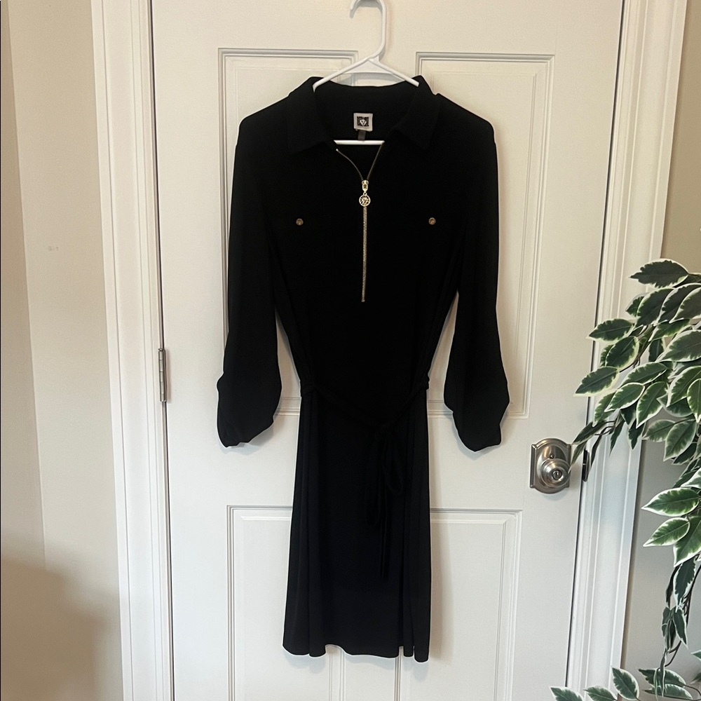 Anne Klein Black Long Sleeve Dress with Zip